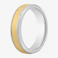 Mens 6MM Tungsten with 14K Gold Wedding Band