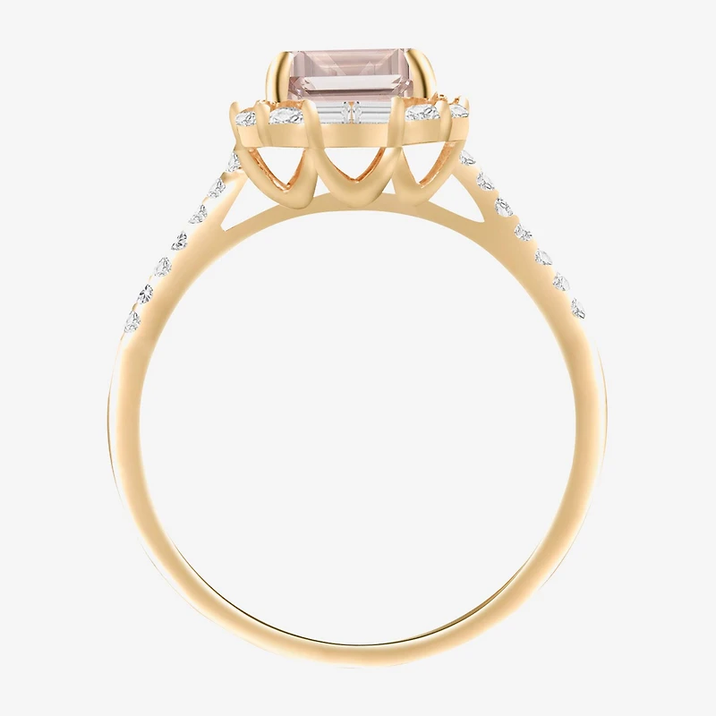 Yes, Please! Womens Lab Created Pink Sapphire 14K Gold Over Silver Side Stone Cocktail Ring