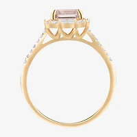 Yes, Please! Womens Lab Created Pink Sapphire 14K Gold Over Silver Side Stone Cocktail Ring