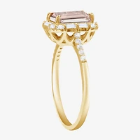 Yes, Please! Womens Lab Created Pink Sapphire 14K Gold Over Silver Side Stone Cocktail Ring