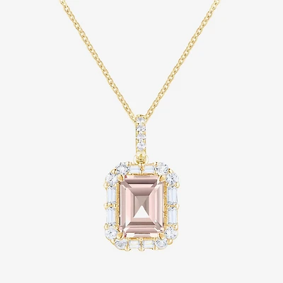 Yes, Please! Womens Lab Created Pink Sapphire 14K Gold Over Silver 18 Inch Pendant Necklace