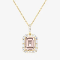 Yes, Please! Womens Lab Created Pink Sapphire 14K Gold Over Silver 18 Inch Pendant Necklace