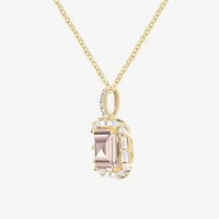 Yes, Please! Womens Lab Created Pink Sapphire 14K Gold Over Silver 18 Inch Pendant Necklace