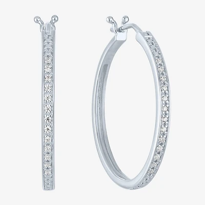 Yes, Please! Womens 1/10 CT. T.W. Natural White Diamond Sterling Silver 25mm Hoop Earrings