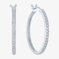 Yes, Please! Womens 1/10 CT. T.W. Natural White Diamond Sterling Silver 25mm Hoop Earrings