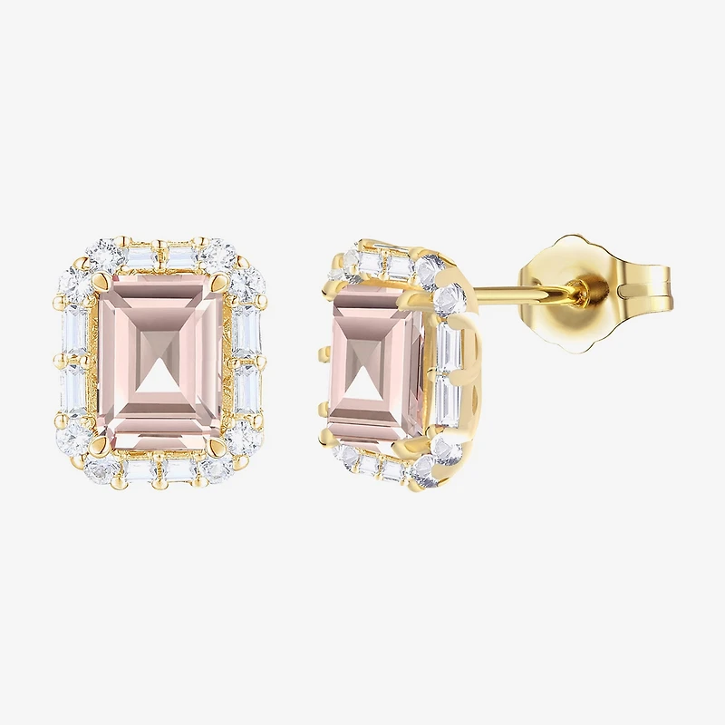 Yes, Please! Lab Created Pink Sapphire 14K Gold Over Silver 8mm Stud Earrings