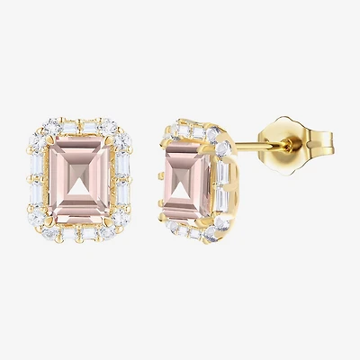 Yes, Please! Lab Created Pink Sapphire 14K Gold Over Silver 8mm Stud Earrings