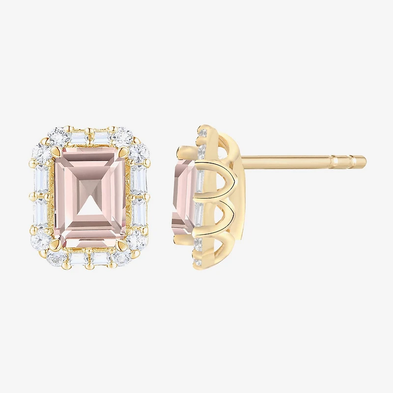 Yes, Please! Lab Created Pink Sapphire 14K Gold Over Silver 8mm Stud Earrings
