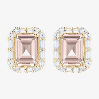 Yes, Please! Lab Created Pink Sapphire 14K Gold Over Silver 8mm Stud Earrings