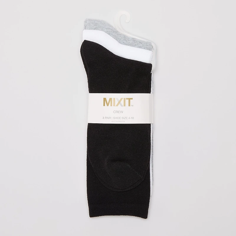 Mixit Everyday Essential Womens 3 Pair Crew Socks