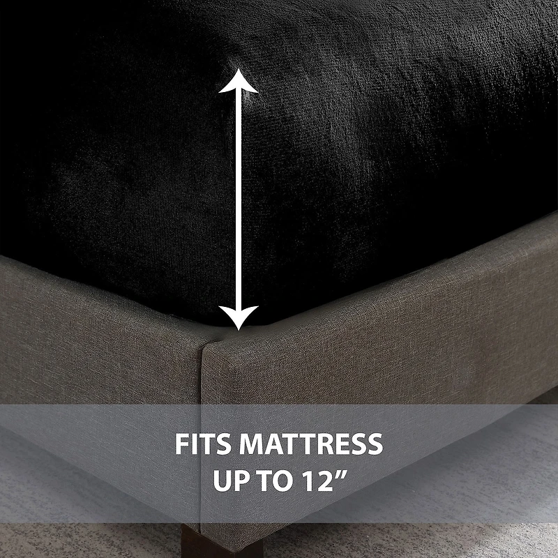 Swift Home Premium Plush Polyester Flannel Wrinkle Resistant Fitted Sheet