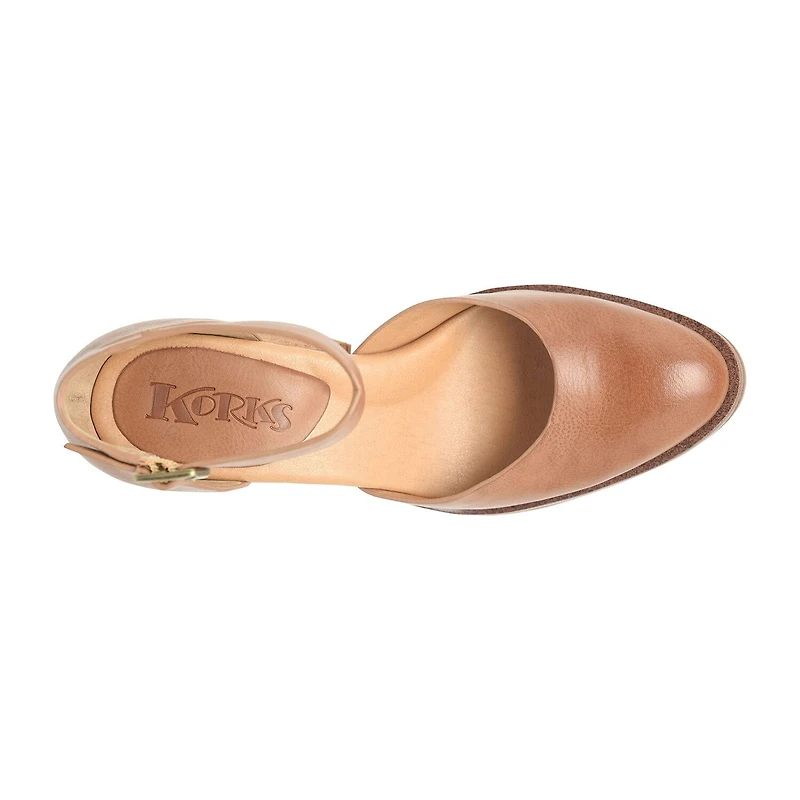 Korks Womens Almond Closed Toe Stacked Heel