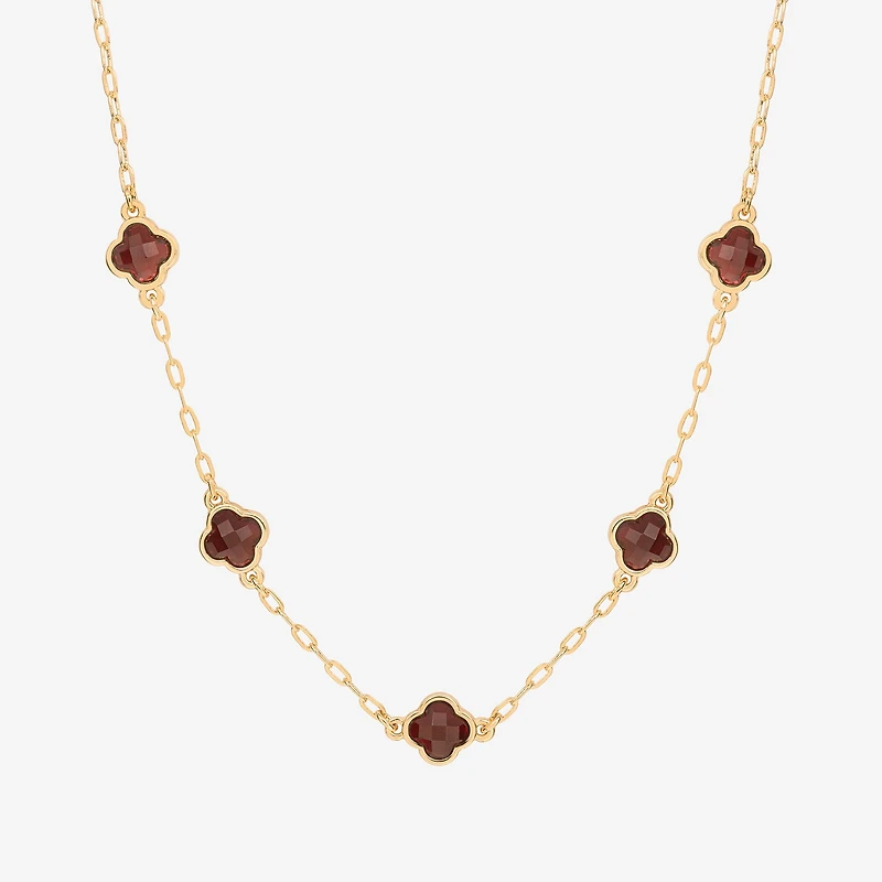 Bijoux Bar Delicates Gold Tone Womens Red 16 Inch Collar Necklace