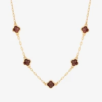 Bijoux Bar Delicates Gold Tone Womens Red 16 Inch Collar Necklace