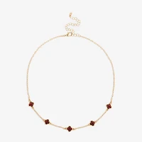 Bijoux Bar Delicates Gold Tone Womens Red 16 Inch Collar Necklace