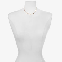 Bijoux Bar Delicates Gold Tone Womens Red 16 Inch Collar Necklace