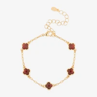 Bijoux Bar Delicates Gold Tone Womens Solid Link Clover Chain Bracelet