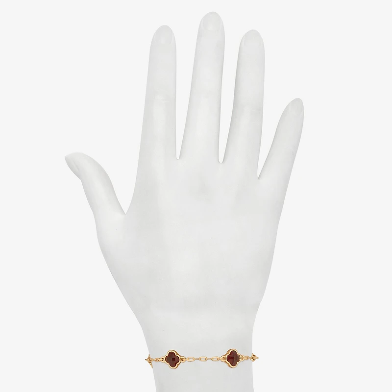 Bijoux Bar Delicates Gold Tone Womens Solid Link Clover Chain Bracelet