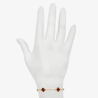 Bijoux Bar Delicates Gold Tone Womens Solid Link Clover Chain Bracelet