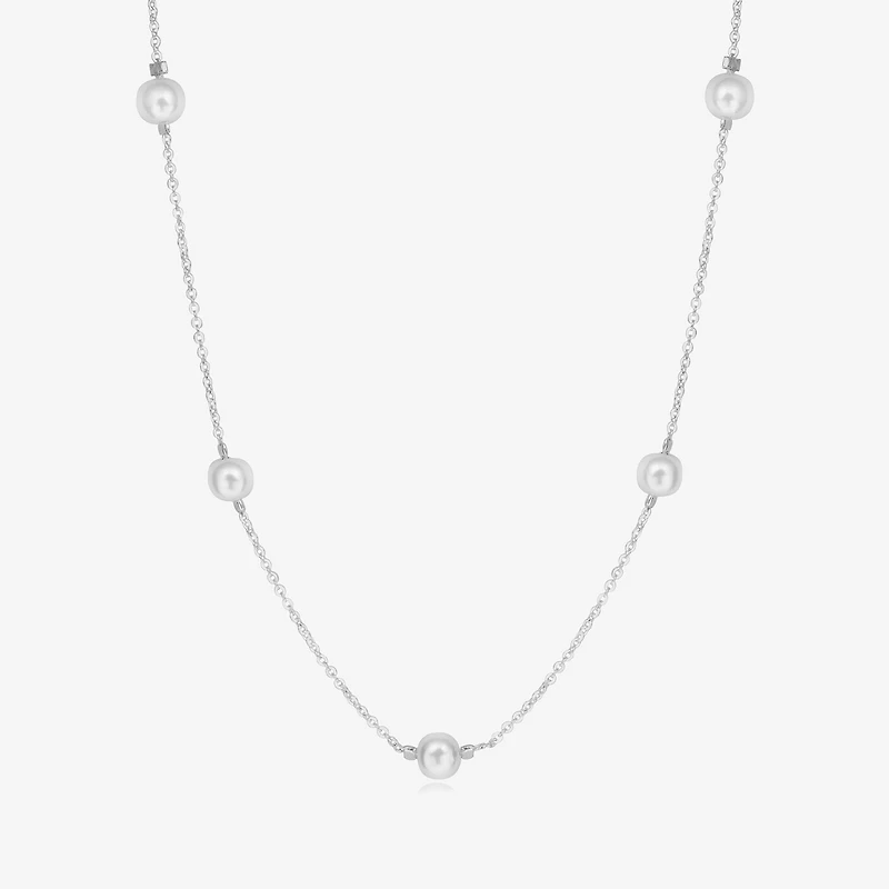 Bijoux Bar Silver Tone Womens Stainless Steel 16 Inch Strand Necklace