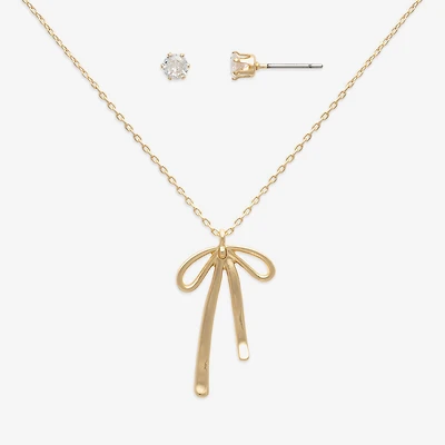 Mixit Womens Cubic Zirconia Bow Hypoallergenic 2-pc. Jewelry Set