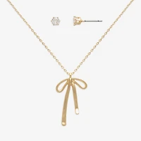 Mixit Womens Cubic Zirconia Bow Hypoallergenic 2-pc. Jewelry Set