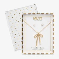 Mixit Womens Cubic Zirconia Bow Hypoallergenic 2-pc. Jewelry Set