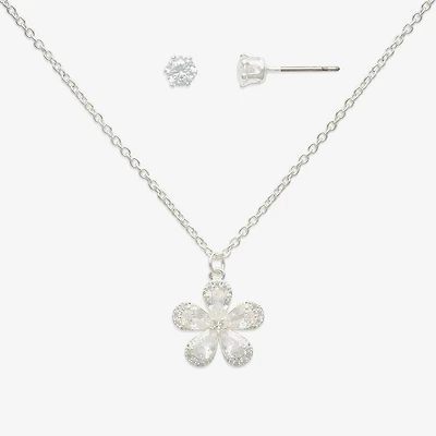 Mixit Womens Cubic Zirconia Flower Hypoallergenic 2-pc. Jewelry Set