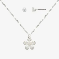 Mixit Womens Cubic Zirconia Flower Hypoallergenic 2-pc. Jewelry Set