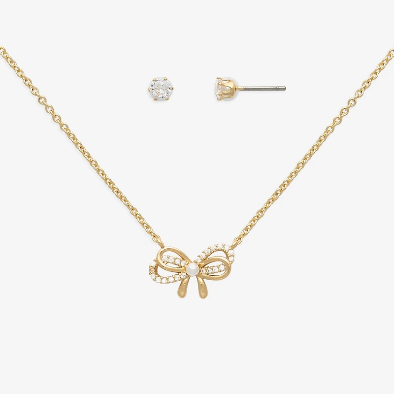 Mixit Womens Cubic Zirconia Bow Hypoallergenic 2-pc. Jewelry Set