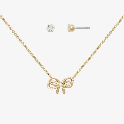 Mixit Womens Cubic Zirconia Bow Hypoallergenic 2-pc. Jewelry Set