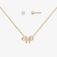 Mixit Womens Cubic Zirconia Bow Hypoallergenic 2-pc. Jewelry Set