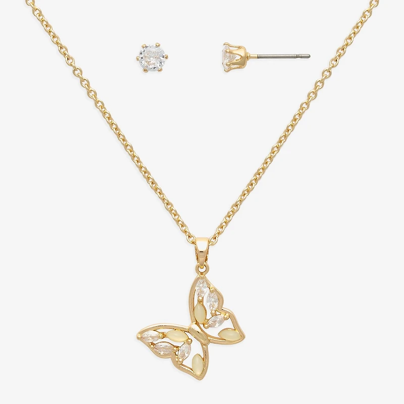 Mixit Womens Cubic Zirconia Butterfly Hypoallergenic 2-pc. Jewelry Set