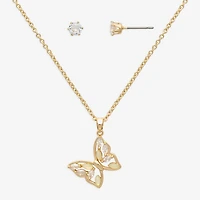 Mixit Womens Cubic Zirconia Butterfly Hypoallergenic 2-pc. Jewelry Set