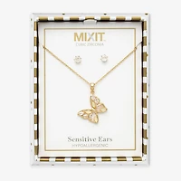 Mixit Womens Cubic Zirconia Butterfly Hypoallergenic 2-pc. Jewelry Set