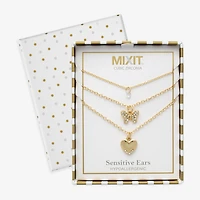 Mixit Womens Cubic Zirconia Butterfly Heart Hypoallergenic 3-pc. Necklace Set