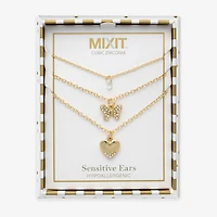 Mixit Womens Cubic Zirconia Butterfly Heart Hypoallergenic 3-pc. Necklace Set