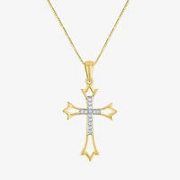 Cross (G-H, Si2-I1) Womens Diamond Accent Lab Grown White Diamond Accent 10K Gold Cross 18 Inch Pendant Necklace