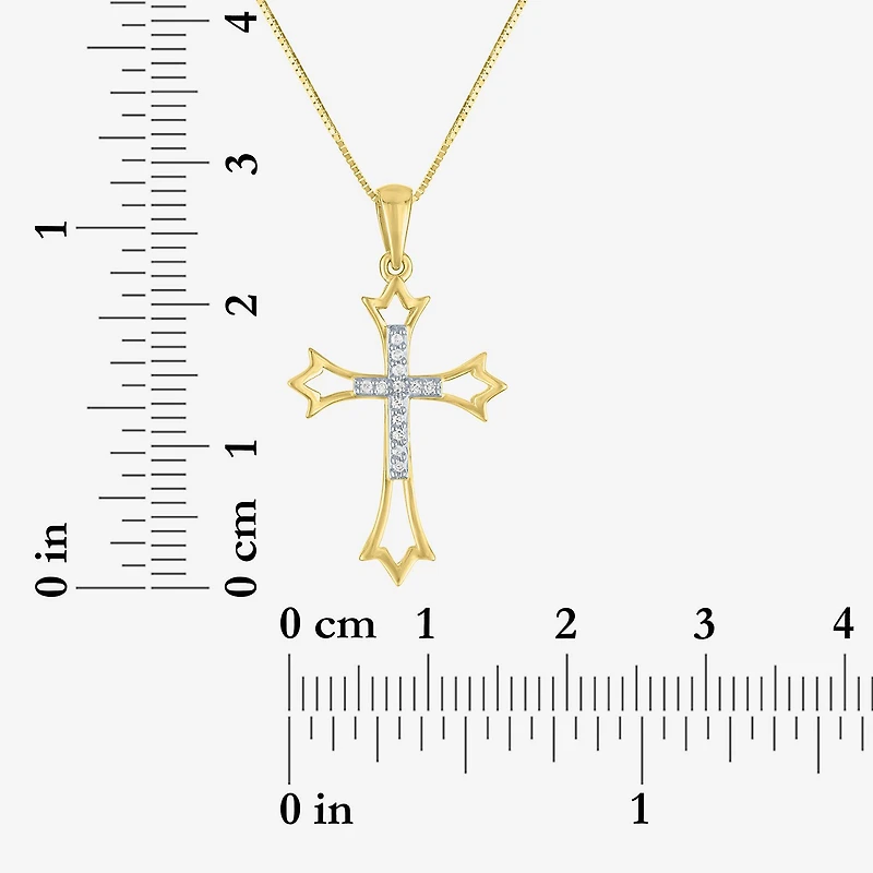 Cross (G-H, Si2-I1) Womens Diamond Accent Lab Grown White Diamond Accent 10K Gold Cross 18 Inch Pendant Necklace