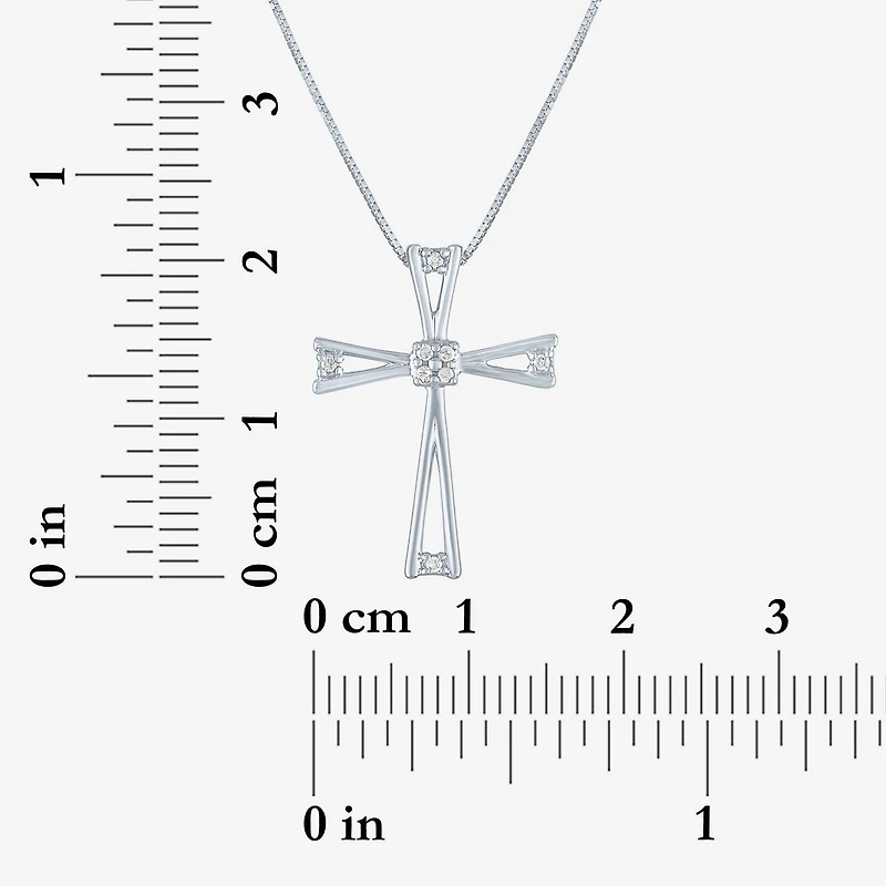 Diamond Accent Cross (G-H, Si2-I1) Womens Diamond Accent Lab Grown White Diamond Accent 10K Gold Cross Pendant