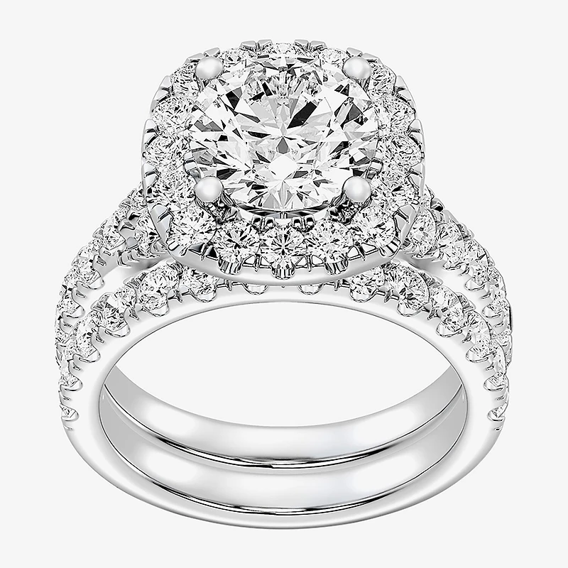 Signature By Modern Bride Womens 5 CT. T.W. Lab Grown White Diamond 14K Gold Side Stone Halo Bridal Set