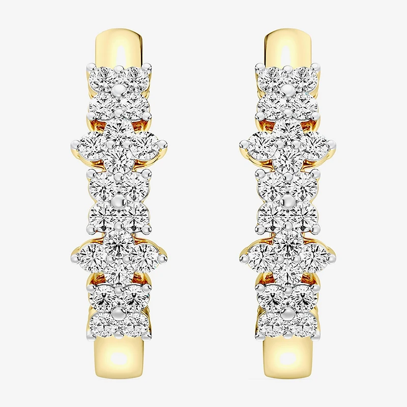 Womens 1 CT. T.W. Lab Grown White Diamond Sterling Silver 23.3mm Hoop Earrings