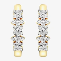 Womens 1 CT. T.W. Lab Grown White Diamond Sterling Silver 23.3mm Hoop Earrings