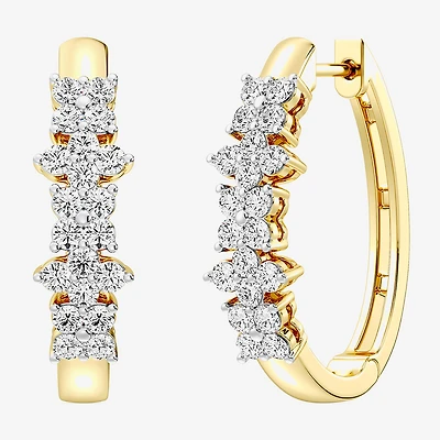 Womens 1 CT. T.W. Lab Grown White Diamond Sterling Silver 23.3mm Hoop Earrings