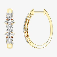 Womens 1 CT. T.W. Lab Grown White Diamond Sterling Silver 23.3mm Hoop Earrings