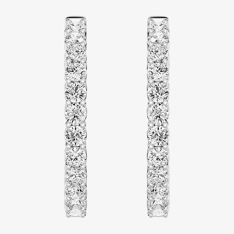 (F, Si1-Si2) Womens 4 CT. T.W. Lab Grown White Diamond Sterling Silver 29mm Round Hoop Earrings