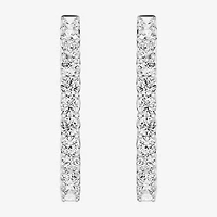 (F, Si1-Si2) Womens 4 CT. T.W. Lab Grown White Diamond Sterling Silver 29mm Round Hoop Earrings
