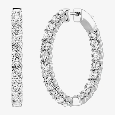 (F, Si1-Si2) Womens 4 CT. T.W. Lab Grown White Diamond Sterling Silver 29mm Round Hoop Earrings