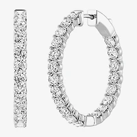 (F, Si1-Si2) Womens 4 CT. T.W. Lab Grown White Diamond Sterling Silver 29mm Round Hoop Earrings