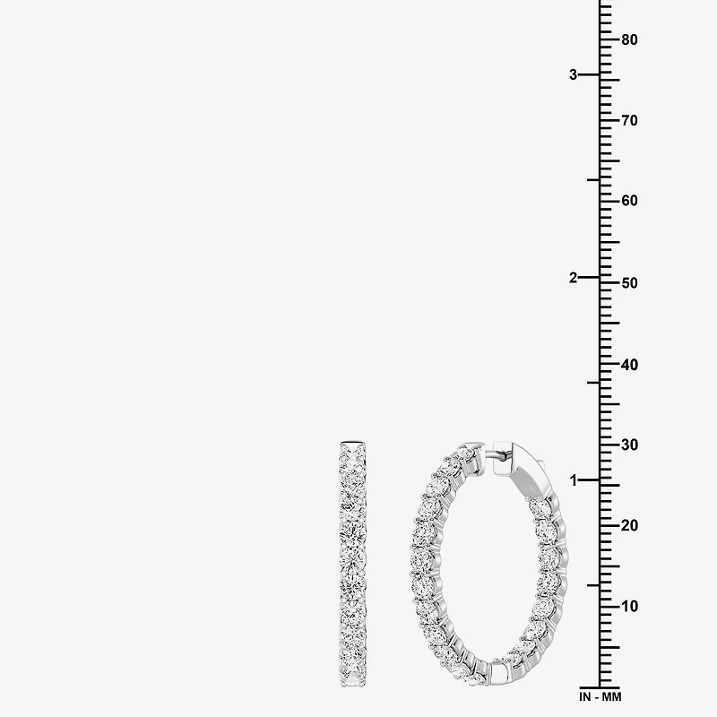 (F, Si1-Si2) Womens 4 CT. T.W. Lab Grown White Diamond Sterling Silver 29mm Round Hoop Earrings